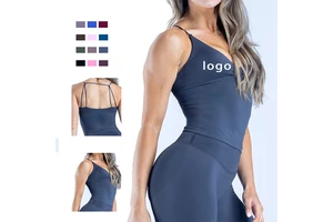 Cross-border Seamless Spandex/Nylon Yoga Vest Women's Regular Fit Elastic Quick-drying Breathable Top