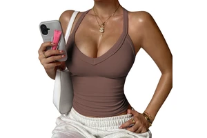 Women's Sexy Summer V-Neck Yoga Tank Top Slim Fit Racerback Gym Workout Shirt Spandex Sportswear Fashion Print Half Simple
