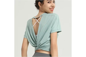 New Wholesale Custom Logo Women's T-Shirts Loose Casual Gym Activewear Fitness Outdoor Yoga Top Quick Dry Breathable Lightweight