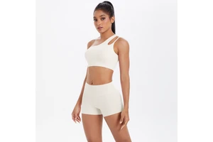 Women's Beautiful One-Shoulder Back Yoga Suit Tight-Fitting Hip-Lifting Quick-Drying Workout Set New Sports Two-Piece Set Shorts