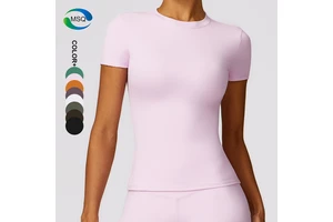 Fitness t Shirt Women Crew Neck Super Stretchy Sports T-shirt Slim Fit Quick Dry Yoga Tops Gym Fitness Workout Activewear Top