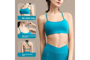 Women's XL Cross-Back One-Piece Yoga Top Shorts High-Strength Sling Design Breathable Shock-Proof Drawstring Spandex/Nylon Solid
