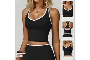 Yoga Tank Top Bra with Padded Spandex/Nylon Anti-Odor Eco-Friendly Breathable Four-Way Stretch Quick Dry Sweat-Wicking Seamless