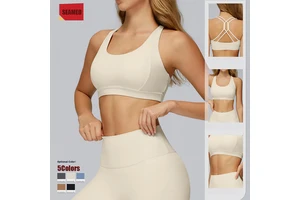Custom Breathable Butt Lifting Soft Women Backless Sports Bra Square Neck Padded Low-Impact Yoga Crop Top With Built-In Bra
