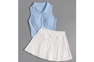 Summer Cute Fashion Sports Fitness Sleeveless Skirt Outdoor Running Tennis Skirt 2 Pieces Set Casual Sports Yoga Suit Set