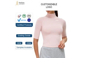 Under Lulu Custom New High Neck Half Sleeve Yoga Suit Women's Slimming Tight Spandex/Nylon Quick-drying Yoga Running Top