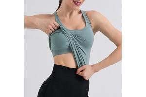 2 in 1 Double Layer Casual Knitted Breathable Eco-Friendly Quick Dry Tank Top Custom Yoga Racer Back Vest with Chest Pad