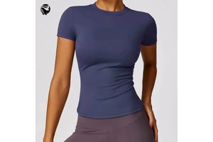 Women's High Quality Slim Fit Sports Crew Neck Short Sleeve Running Fitness Gym Breathable Fitness Plus Size Yoga Top for Women