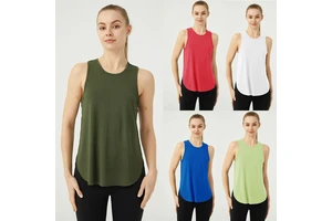 Breathable Gym Fitness Yoga Women Elastic Loose Pilates Sports Vest Quick Dry Polyester Spandex Women Yoga Sleeveless Sports Top