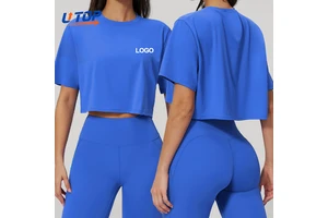 Quick-Drying Women's Yoga Top with Custom Logo Breathable Fitness T-Shirt for Casual Sports Running Loose Fit Short Sleeved