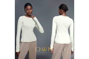 Women's Autumn Long-Sleeved Yoga Top Solid Style Outdoor Running Fitness Clothing with Hidden Pockets Plus Size Sportswear