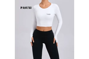 PASUXI Women's Tight Quick Dry Yoga Clothes Long Sleeve Tops - Fitness Workout Wear for Running Pilates Gym Sports T-Shirt