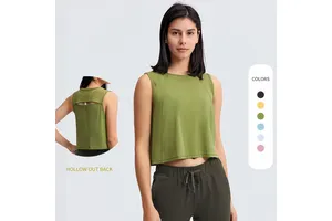 YISHENHONSummer Sportswear Crop Top Spandex Fit Yoga Short Shirts Activewear Workout Mesh Breathable Yoga Tank Top for Woman