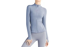 Women's Custom Full Zip Slim Fit Gym Yoga Sports Jacket Breathable Workout Top for Fitness & Running Zip Sleeve Design