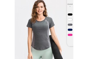 Women's Mesh - Sleeve Top - Breathable & Quick - Dry Paneled Yoga T-shirt