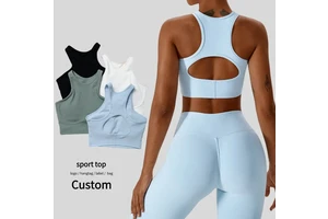 Women Beauty Back Sleeveless Yoga Sports Bra Lady Gather Shockproof Gym Vest Female Round Neck Crop Running Top