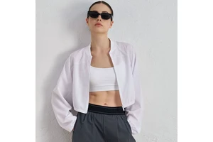 Women's Full Zip up Crop Jacket Sports Gym Running Workout Fitness Long-sleeved Tops Quick-drying Yoga Clothes