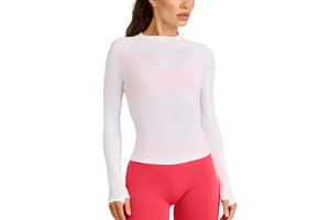 Slim-fit Tight-fitting Women's for Solid Breathable Quick-drying Long-sleeved Sports Top for Fitness Running Yoga