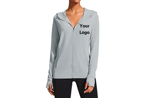 Customized LOGO UPF 50 Sun Protection Hoodie Jackets Full Zip Long Sleeve Active Shirts Outdoor Clothing