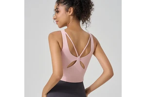 High-Support Breathable Four-Way Stretch Quick Dry Yoga Top Cross-Back Seamless Sports Bra for Pilates & Fitness Summer