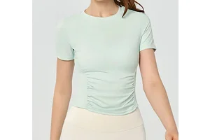 2026 New Seamless Activewear Fitness Slim Fit Breathable Yoga Short Sleeve Blank Sports Crop Top Tshirts for Women