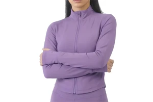 Regular Fit Women Yoga Top Quick Dry Breathable Gym Jacket 4-Way Stretch Athletic Running Training Wear High Quality Front