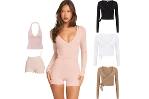 Women's Custom Breathable Four-Way Stretch Plus Size Lightweight Eco-Friendly Activewear V-Neck Long Sleeve Skinny Fit
