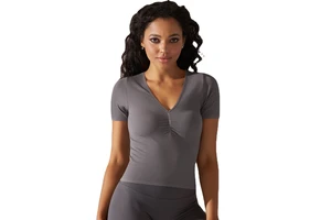 New Summer V-neck Slim Sexy Show Thin Yoga Tops Running Speed Dry Sports T-shirt Dance Fitness Short-sleeved Women
