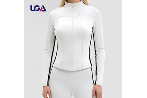 Women's Spring Autumn Breathable Color Block Quick-Drying Yoga Top Slim Fit Long-sleeved Running Fitness Gym Jacket