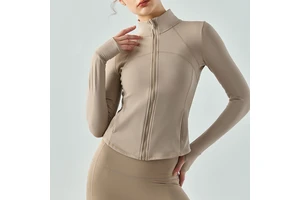 Autumn/Winter Plus Size Warm Plush Yoga Suit Jacket for Women Thickened Skinny Slimming Breathable Four-Way Stretch Long Sleeve