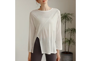 Snowflake Blouse Sexy Yoga Wear Women Loose Solid Breathable Polyester/Rayon Sublimation Printed Three Quarter Running Top
