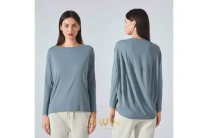 2024 New Casual Loose Quick Drying Breathable Double-sided Brushed Super Soft Women Fitness Long Sleeve Yoga T-shirts Top