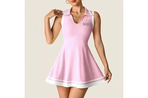 Custom Logo Cute Sportwear Breathable Sleeveless Tennis Wear Pleated Style Comfortable Sleeveless Yoga Running High Neck Quick