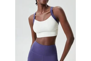 Women's High Support Cross Back Sports Bra Four-Way Stretch Breathable Eco-Friendly Spandex/Nylon Yoga Gym Tank Top Adjustable