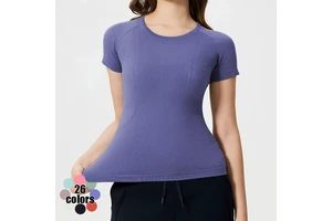 Janya Custom Logo Women Yoga Shirts Skinny Sport Tee Outdoor Climbing T-shirt Fitness Round Neck Short Sleeve Seamless Shirt