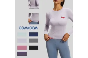 001-Round Neck Yoga Top Women Slim Fit Long Sleeve Stretch Training Activewear for Running and Fitness Supplier