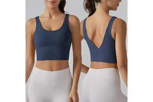 Women's Yoga Bra Deep v Back Short Crop Top Yoga Underwear Tight Running Sports Gym Fitness Yoga Bras