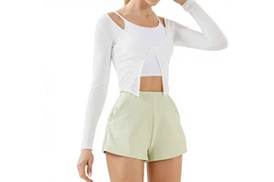 Fitness Nine Quarter Sleeve Womens Breathable Twist Sports Outdoor Yoga Wear Slimming Figure Flattering Quick Dry for Top