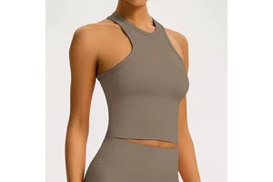 Cross-Border Seamless Tight I-Back Yoga Vest Women Outdoor Fitness Top Outer Wear Sweat-Wicking Front Logo Spandex/Nylon Sports