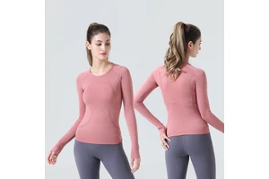 2.0 New Women's Yoga Nine Quarter Sleeve T-shirt Running Top Sports Breathable Fitness for Solid Clothes Swift Speed