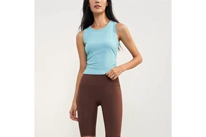 Women's Lightweight Grey Yoga Tank Top Quick-Dry Breathable Gym and Outdoor Sports Fitness Running Top Sleeveless