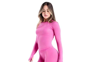 18-Color Seamless for Solid Yoga Wear Women's Moisture-Wicking Long-Sleeve Thumb-Loop High-Elastic Outdoor Sports Fitness Top