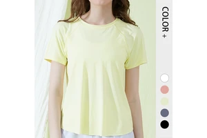 Cool Breathable Women Crew Neck Skin-friendly Cross Back Loose Yoga T-shirt Seamless Sport Top Quick Dry Yoga Top