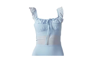 CL112 Fashion Lace Design Sports Short-sleeved Quick-drying Breathable Running Fitness Clothes Women's Yoga Gym Tops
