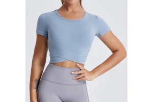 Custom Wholesale Plus Size Womens Fitness Breathable Spandex Crop Top T Shirt Sexy Short Sleeve Crew Neck Club Tee
