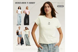 Wholesale Custom Print Logo Summer Round Neck T Shirt for Women Crop Top T Shirt Plain Cotton Woman Slim-fitting Tees for Ladies