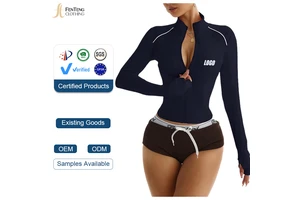 Under Lulu Custom Long-Sleeve Sports Top Cardigan Quick-Dry Yoga Jacket Color-Block Zipper Waist-Cinching Short Jacket Front