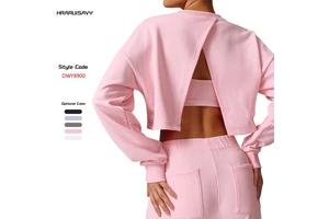 High Quality Women's Loose Relaxed Long Sleeve Breathable Quick Dry Sweat-Wicking Fitness Training Neck Open Back Yoga