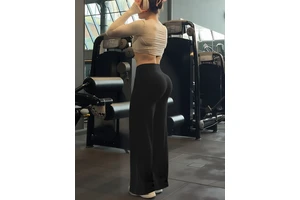 2026 Best-Seller New High-Waisted Slim-Fit Full-Length Wrinkle-Resistant Wide-Leg Butt-Lifting Solid Slimming Plus-Size Yoga