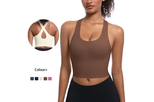 Women Sexy Cross Back Yoga Bra Lady Fashion Solid Color Gym Top Female Halter Fitness Top Clothes